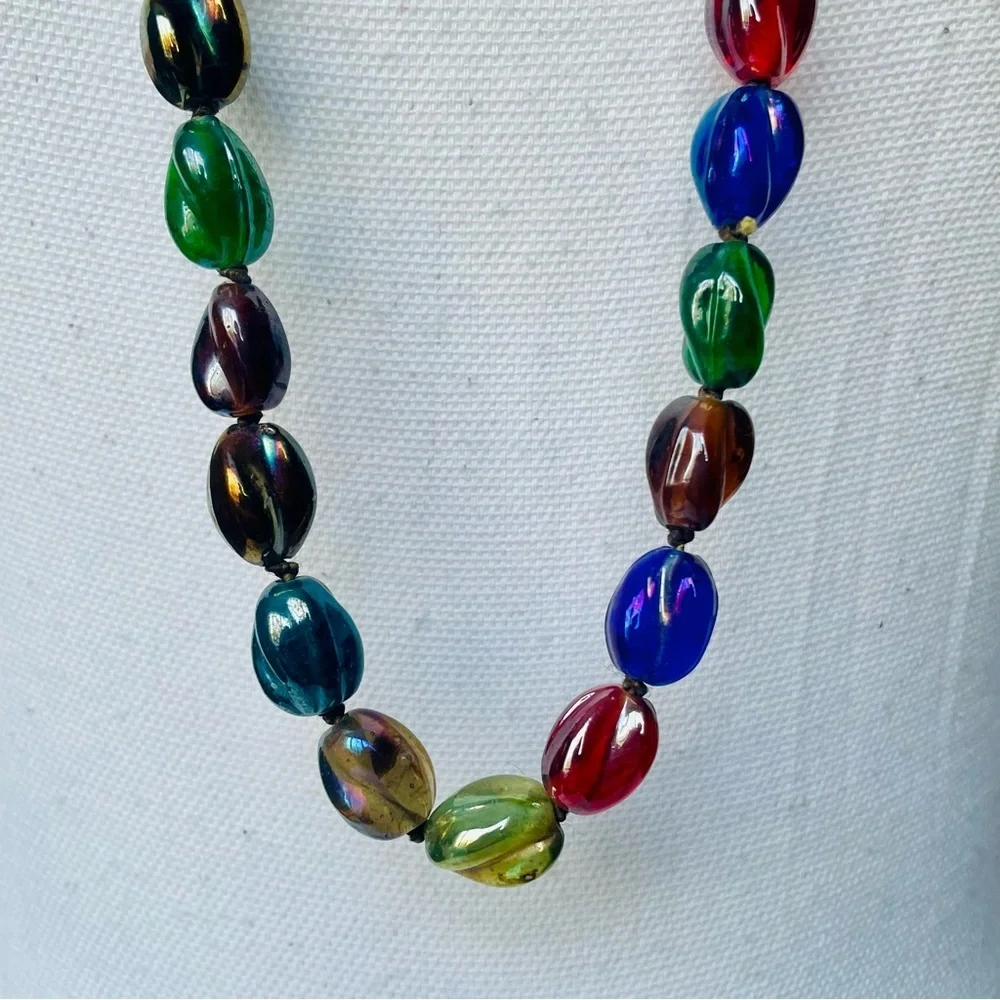 Charming Charlie Multicolor Glass Beaded Long Necklace and Earring Set NWT